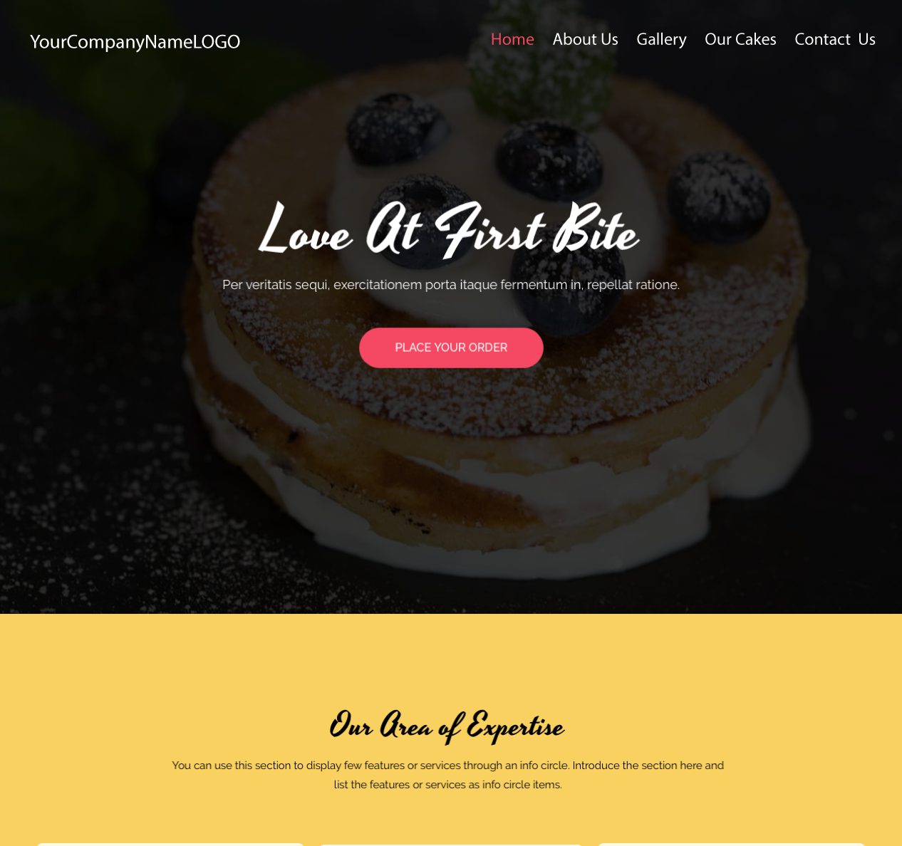 Center Image of Bakery Website