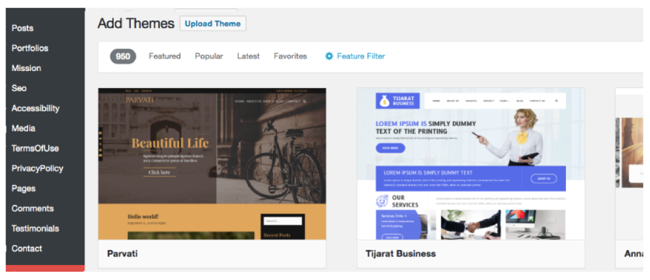 An image of WordPress Theme Upload